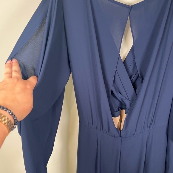 BCBGMAXAZRIA- Dark Navy Kiko Georgette Draped Sleeve Gown- Size 8 EUC - Picture 12 of 12